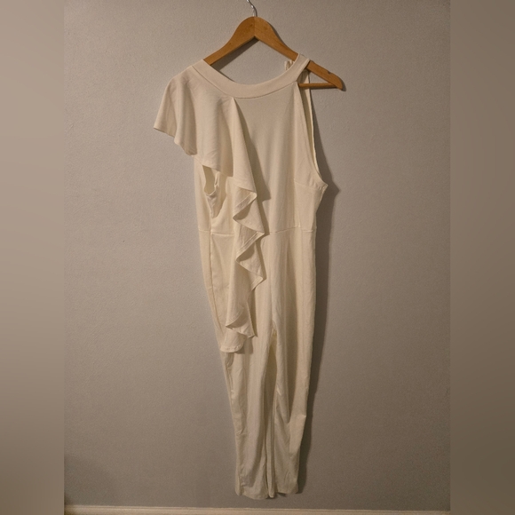 Women's Solid Ruffle Strapless High Waist Clubwear Long Pants Jumpsuit Romper - Picture 2 of 6